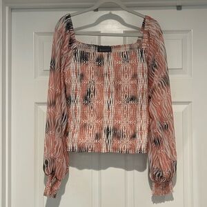 Smocked Longsleeve Sheer Top